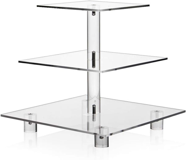 Acrylic Cupcake Stand, Clear 3 Tier Square Dessert Tower Holder Display for Wedding, Party, Baby Shower