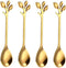 20 Pack 4.7 Inch Gold Stainless Steel Leaf Coffee Spoons for Dessert, Stirring, Mixing