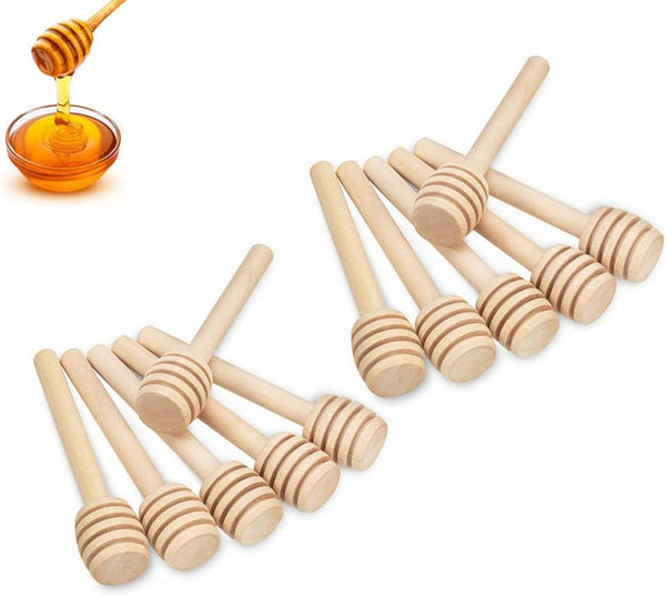 AISIBO 12 Pack 3 Inch Wood Honey Dippers Sticks, Mini Honey Dipper Stirrer
