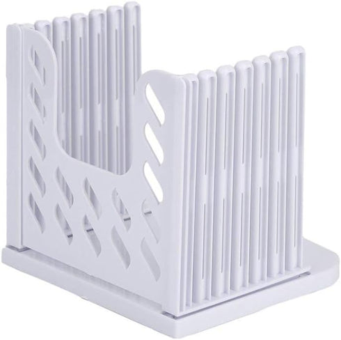 Adjustable Toast Slicer/Cutting Guide - Plastic Bread Slicer for Homemade Bread, Foldable Kitchen Baking Tool (White)