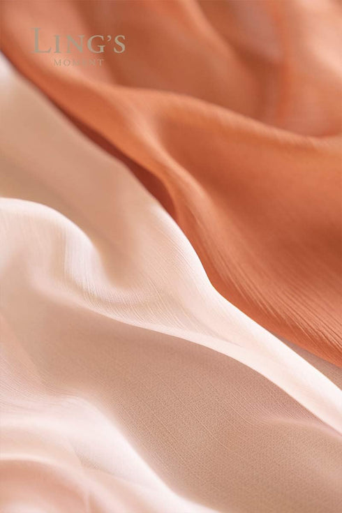 Ling's Moment Terracotta & Nude Pink Silky Crinkle Chiffon Table Runner 30" x 120" (Set of 2) Burnt Orange for Wedding