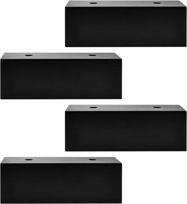TCHOSUZ 2 Inch Solid Wood Furniture Legs, 4 Pack Black Block Corner Legs