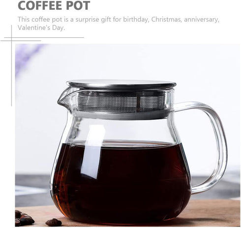 Hemoton Clear Glass Teapot with Stainless Steel Infuser Lid, 460 ml Tea Kettle for Blooming and Loose Leaf Tea