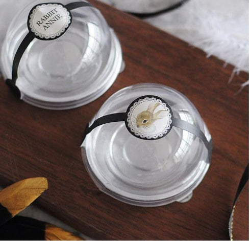 Hewnda 50 Pack Clear Plastic Mini Cake Box, 2 Inch Muffins Cookies Dome Box for Wedding Birthday Gift (Silver)