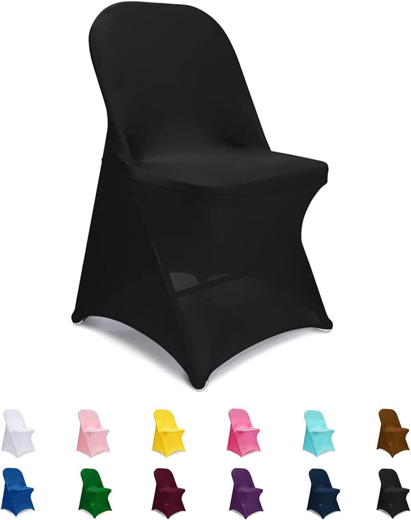 Spandex Folding Chair Covers, Black Folding Chair Slipcovers 6 PCS, Universal Fitted