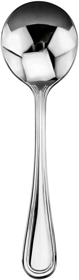 New Star Foodservice 58185 Slimline Pattern, 18/0 Stainless Steel Bouillon Spoon, 5.7-Inch, Set of 12