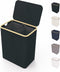 Lonbet Double Laundry Hamper with Lid Cover, Bamboo Dual Section Basket, Removable Bags, 39.6 Gallons (Black)