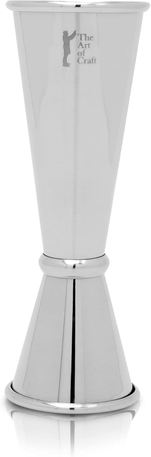 Japanese Jigger, 1oz 2oz Stainless Steel Double Cocktail Jigger with Measurements Inside, Bartender Measuring Tool