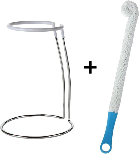 Lily's Home Wine Decanter Drying Stand with Rubber Coated Top, Includes Cleaning Brush for Standard Decanters