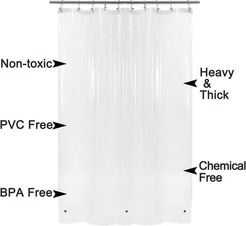 Barossa Design Long Shower Curtain Liner 78" Height, 6 Magnets & 8G Heavy Duty PEVA, Clear, 72x78