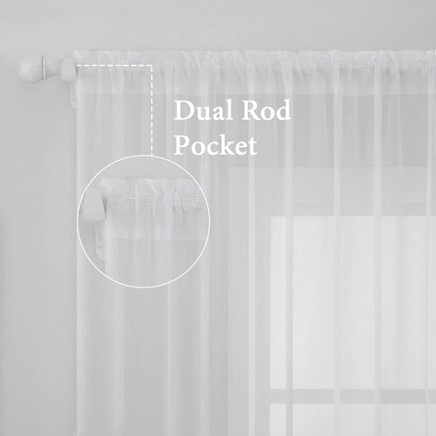 MIULEE White Window Sheer Curtains, Solid Elegant Net Drapes, 2 Panels, Width 38 x Length 84 Inches