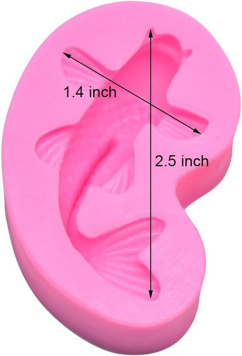 Small Koi Fish Fondant Mold (2.5"x1.4") - MoldFun Carp Sugar Craft Silicone Mold for Cake Decorating