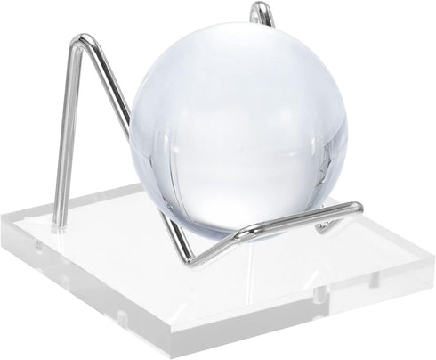 PATIKIL 3" x 3" x 2" Acrylic Display Stands, Stainless Steel Arm Crystal Holder for Mineral Gemstone
