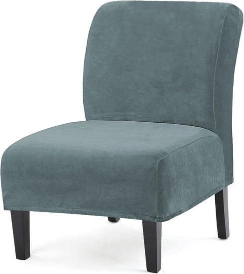 UCCONO Armless Accent Chair Slipcovers Replacement Thick Velvet Chair Covers for Living Room