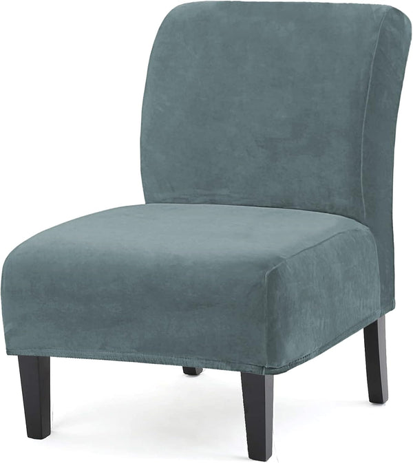 UCCONO Armless Accent Chair Slipcovers Replacement Thick Velvet Chair Covers for Living Room