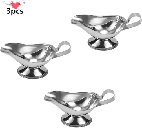 Stainless Steel 3 OZ Gravy Boat Juice Bucket Dish, 3 Pack