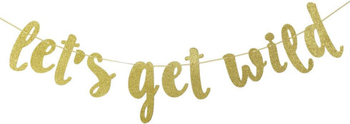 Qttier Jungle Theme Birthday Banner, Gold, 117" x 2" with 3"-6" Tall Letters for 1st Birthday Parties