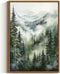 Landscape Watercolor Picture, Misty Forest Poster Mountain Forest Painting Foggy Forest Print Canvas Wall Art 16x24inch