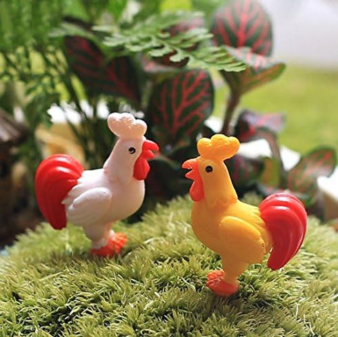 DoTebpa 44 Pcs Miniature Family Chicken, Cock, Hen, Egg, Chicken Nest Ornament Micro Landscape Fairy Garden Dcor