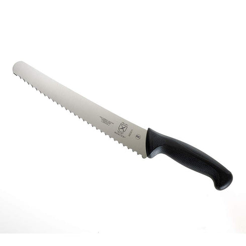 Mercer Culinary M23211 Millennia Black Handle Bread Knife, 10-Inch Left Handed Wavy Edge Wide