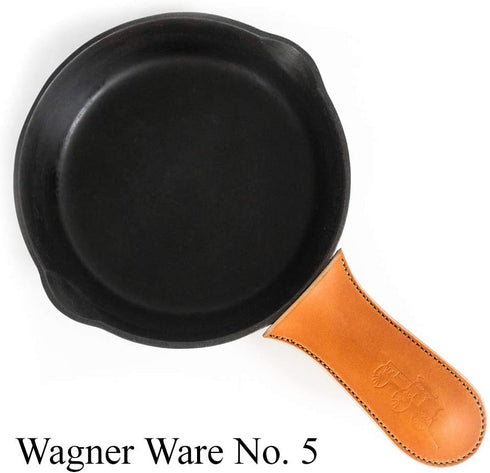 Leather Cast Iron Handle Cover - Extra Thick, Heat Resistant, Easy Grip for Vintage Skillets and Pots
