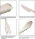 M&F 4 Pack Portable Utensils Set with Case, Reusable Wheat Straw Cutlery for Kids and Adults, Fork Spoon Cutter