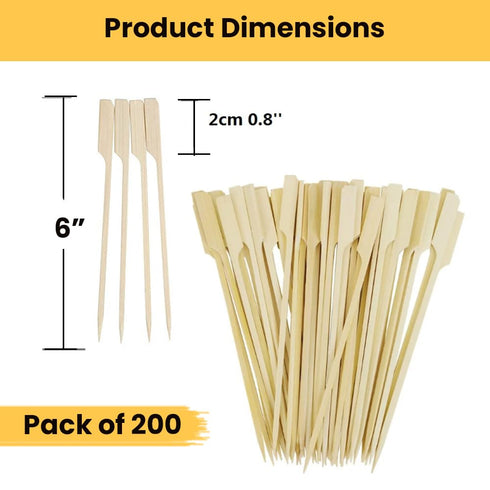 Perfect Stix Paddle Pick 6-200, 6" Bamboo Paddle Pick Skewers, Pack of 200