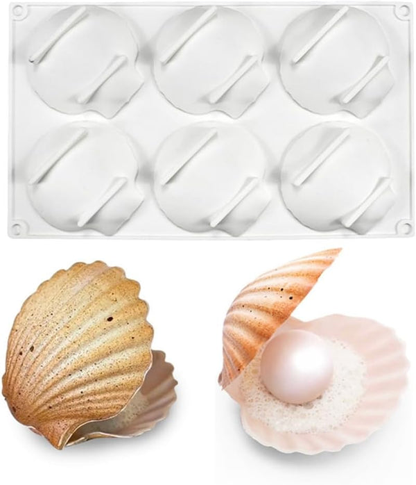 Shell Shaped Silicone Baking Mold for Cookies, Biscuit DIY Bakeware Pan Kitchen Accessories (Shell J_11.8 X6.8 X1 inch)