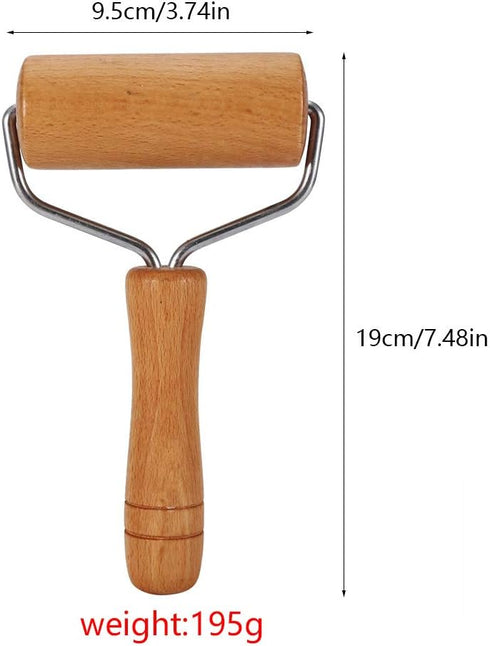 Small Rolling Pin, Wooden Dough Roller, Non-Stick Pizza Roller, Dough Baker Roller Set for Home Kitchen Baking Cooking(9.5cm/3.74in) by Watris Veiyi