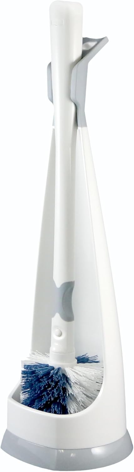 Unger No-Drip Toilet Brush Set, Flexible Neck Scrubber with Portable Caddy Holder for Bathroom Cleaning