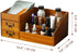Wooden Makeup Organizer, Rustic Vanity Tray for Bathroom Countertop, Skincare and Perfume Storage