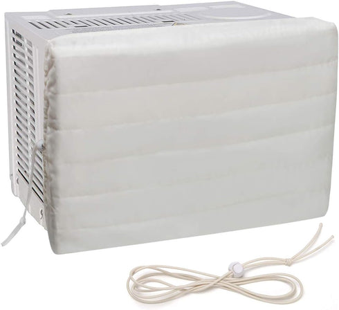 Luxiv Indoor Air Conditioner Cover - White Window Unit Protection, Anti-Rust Adjustable Cover with Free Elastic Straps