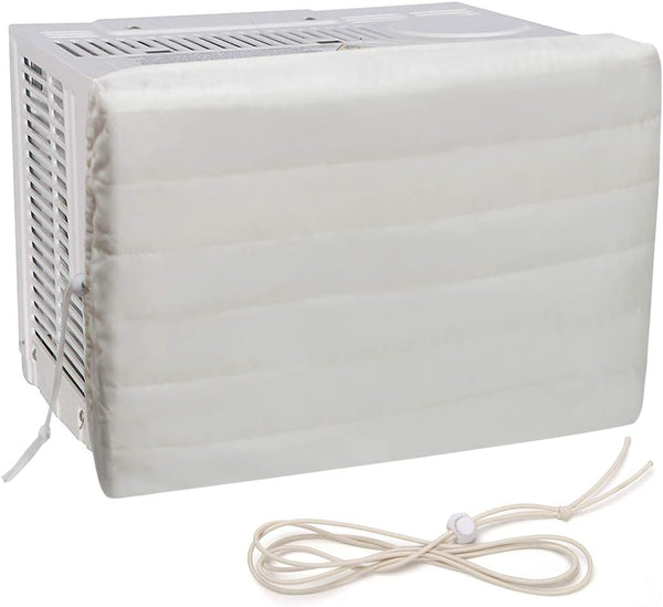 Luxiv Indoor Air Conditioner Cover - White Window Unit Protection, Anti-Rust Adjustable Cover with Free Elastic Straps