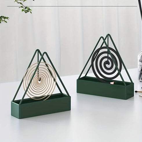 Designer Portable Iron Mosquito Coil Holder - 2 pcs Set with Handle, Fireproof Material Incense Holder
