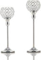VINCIGANT Silver Crystal Votive Candle Holders, Set of 2 for Table Centerpieces & Tealight Candles
