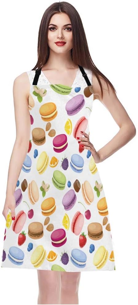 WONDERTIFY Colorful Macarons Apron - Adjustable Bib for Men & Women, Suitable for Kitchen Cooking & Baking