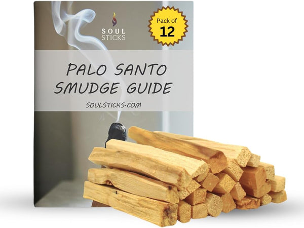 Ancient VEDA Peruvian Palo Santo Sticks, 12 Pack with Smudge Guide, Sustainably Harvested, Aromatic Incense