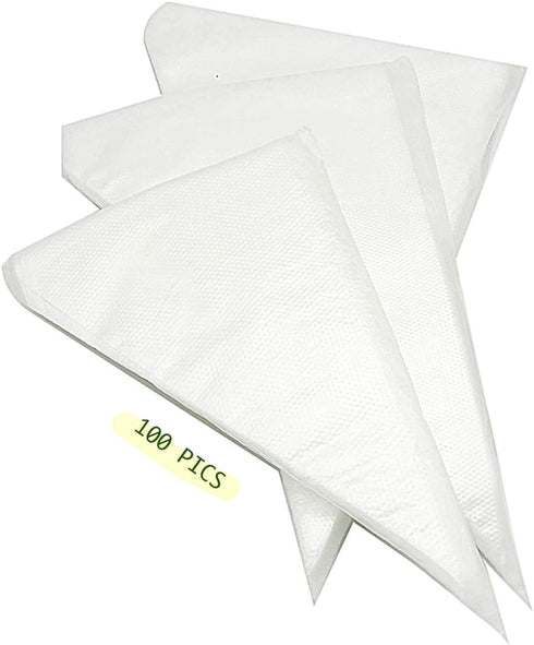 Disposable Cake Decorating Bags - Set of 100 White 14 Inch Round Piping Bags for Cakes, Cupcakes, Cookies