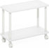 2-Tier Furinno Turn-N-Tube Side Table, Rectangle Sofa End Table with Wheels, Round Corner Night Stand, Bedside Table