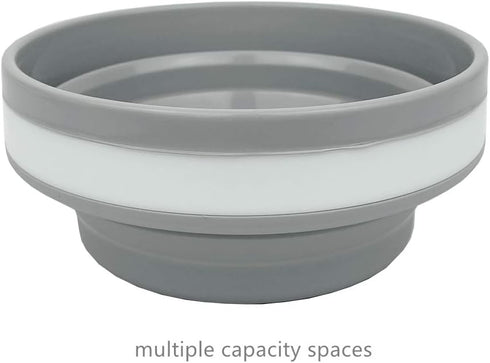 CARTINTS Silicone Collapsible Food Storage Containers with Lids, Ideal for Travel and Camping, 32oz/950ml, Grey