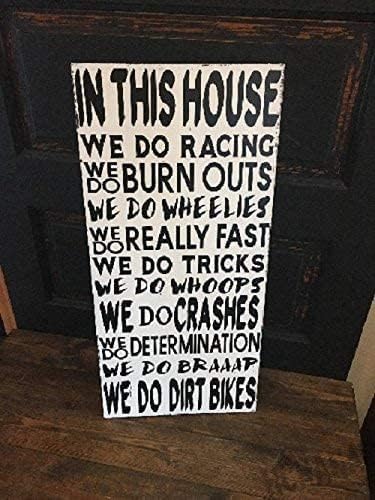 HCHANA Funny Wood Signs for Home Decor - In This House We Do Dirt Bikes