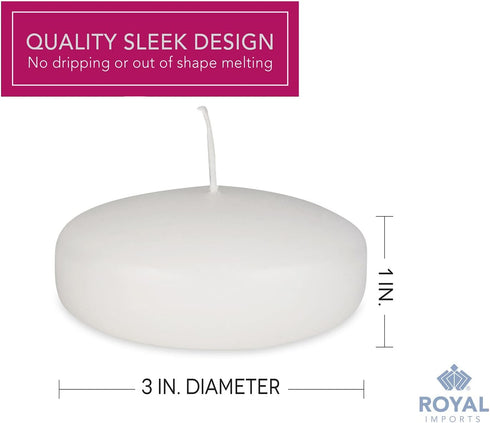 Royal Imports White Floating Candles 3" - Pack of 24 Unscented Dripless Wax Discs, Made in USA