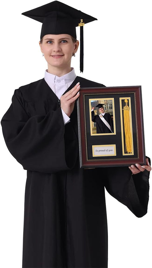 GraduatePro Graduation Picture Frame with Tassel Holder, Shadow Box Graduation Decoration Gift, Mahogany 4x6 Photo Frame