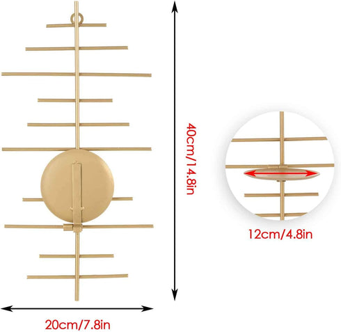 Office(Set 2) AIM & GGKK Gold Metal Candle Sconce Holder,Hanging Wall Mounted Candle Sconces Holder, Wall Sconces Decor