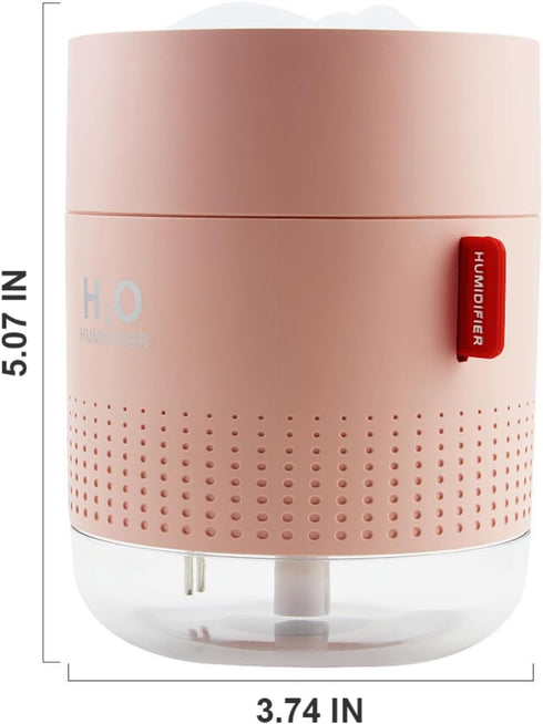 Portable Small Humidifier, 500ml Air Humidifier for Plant, Night Light Function, USB Personal Cool Mist for Home