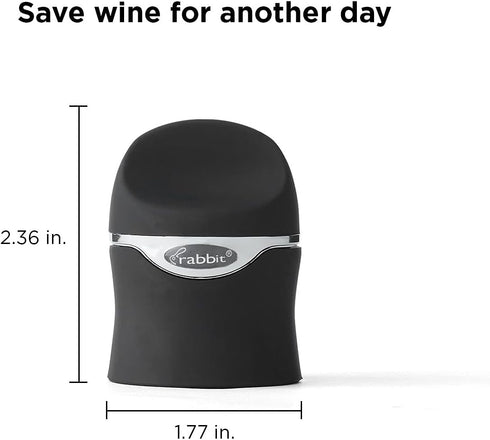 Rabbit Champagne and Wine Sealer, Velvet Black - Airtight Stopper, Keeps Bubbles Fresh Longer