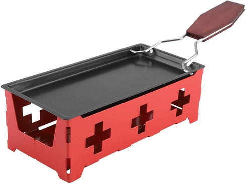 Portable Raclette Table Grill, Non-Stick BBQ Cheese Melt Pan with Foldable Handle for Home Kitchen Grilling Tool