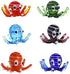 H&D HYALINE & DORA Multicolor Octopus Art Glass Blown Mini Sea Animal Figurine, Set of 6