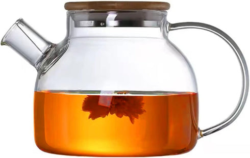 Hwagui Glass Teapot with Infuser, Heat Resistant Kettle for Loose and Blooming Tea, 1000ml/33oz