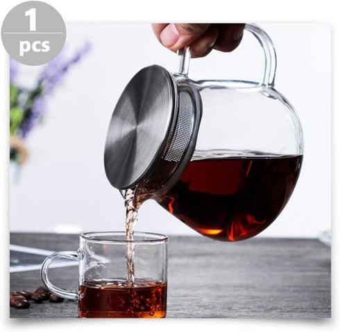 Hemoton Clear Glass Teapot with Stainless Steel Infuser Lid, 460 ml Tea Kettle for Blooming and Loose Leaf Tea